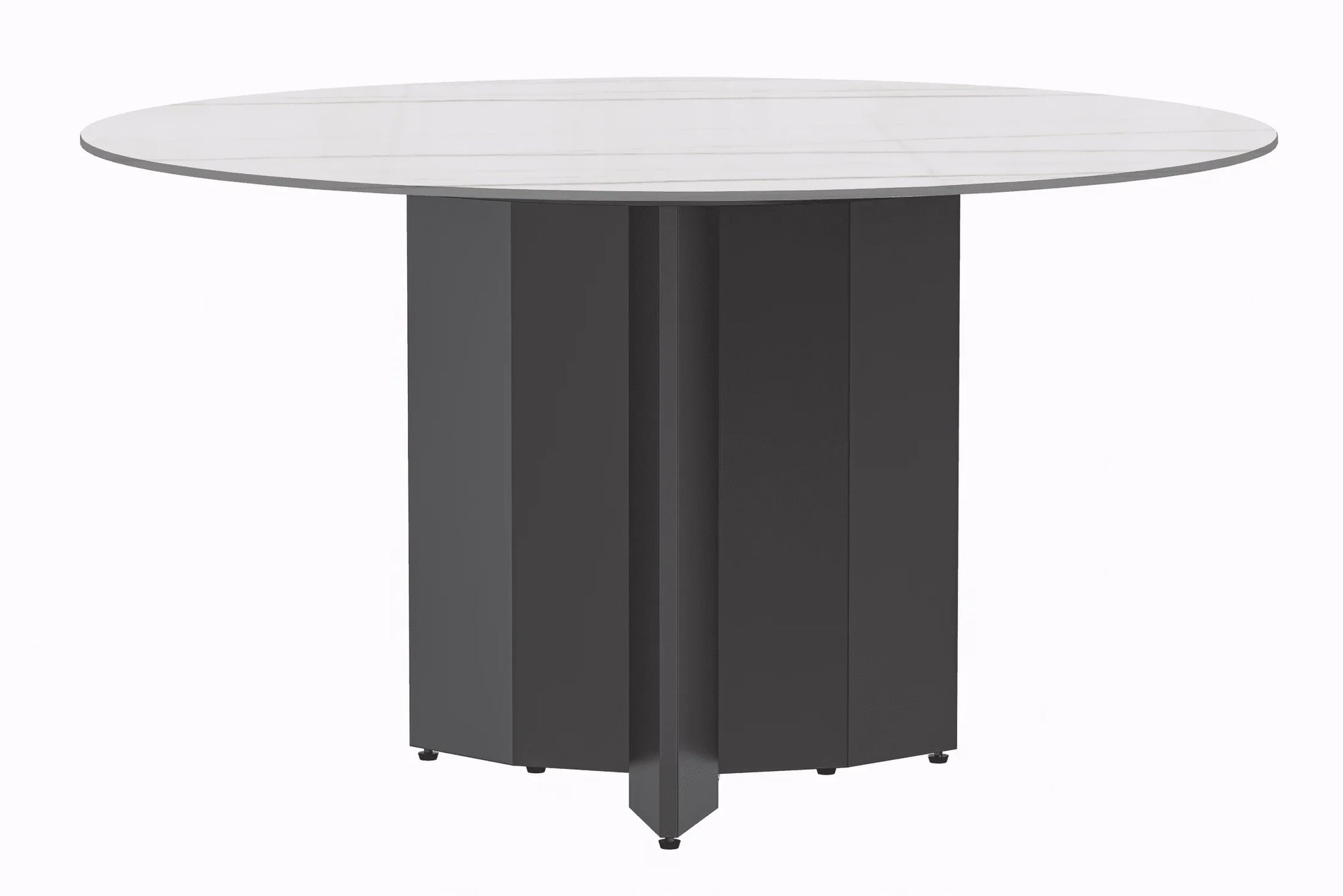 Zevro Round Dining Table with Sintered Stone/Glass Tabletop in Black Stainless Steel - Elax Furniture