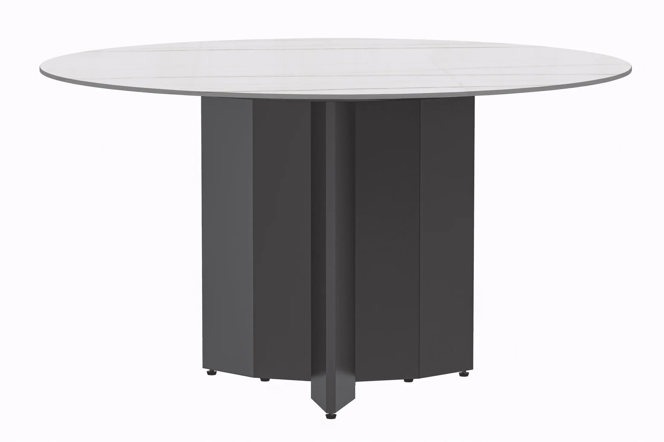 Zevro Round Dining Table with Sintered Stone/Glass Tabletop in Black Stainless Steel - Elax Furniture
