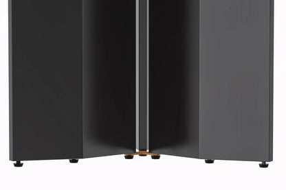 Zevro Round Dining Table with Sintered Stone/Glass Tabletop in Black Stainless Steel - Elax Furniture