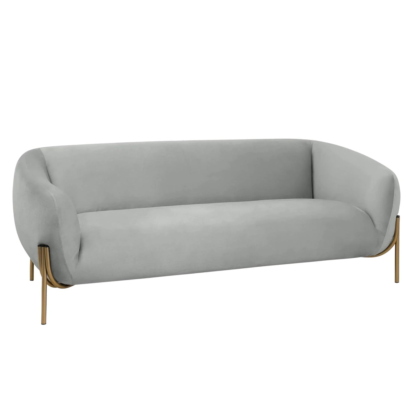 Zuno Modern Three-Seater Velvet Sofa with Gold Iron Legs - Elax Furniture