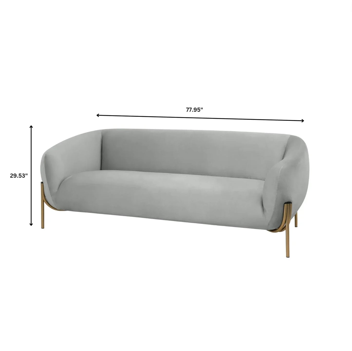 Zuno Modern Three-Seater Velvet Sofa with Gold Iron Legs - Elax Furniture