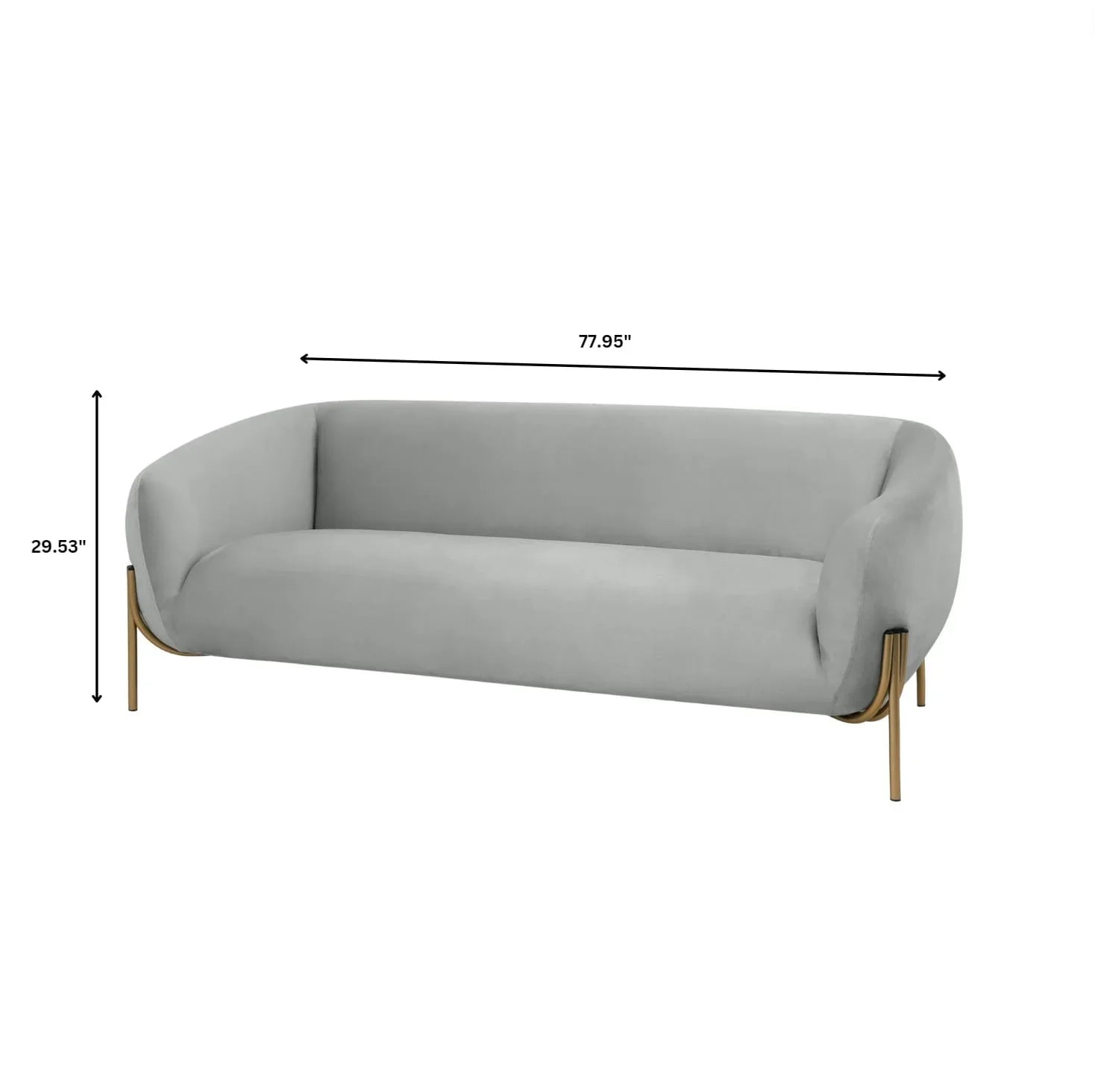 Zuno Modern Three-Seater Velvet Sofa with Gold Iron Legs - Elax Furniture