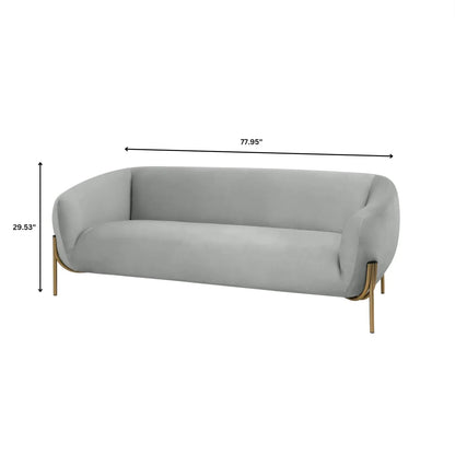 Zuno Modern Three-Seater Velvet Sofa with Gold Iron Legs - Elax Furniture