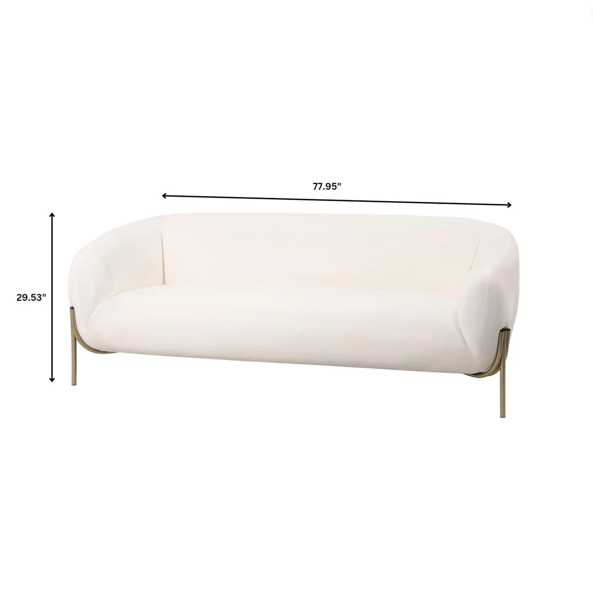 Zuno Modern Three-Seater Velvet Sofa with Gold Iron Legs - Elax Furniture