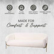 Zuno Modern Three-Seater Velvet Sofa with Gold Iron Legs - Elax Furniture