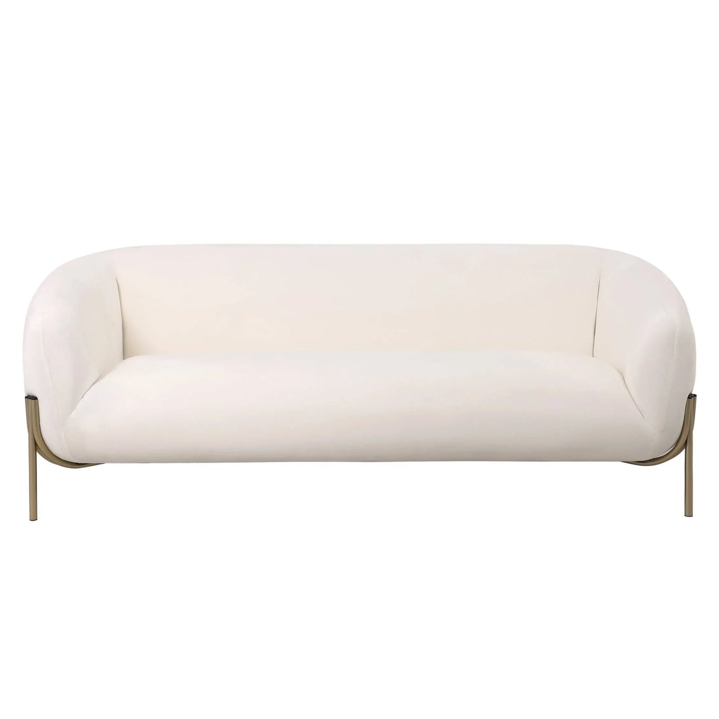 Zuno Modern Three-Seater Velvet Sofa with Gold Iron Legs - Elax Furniture