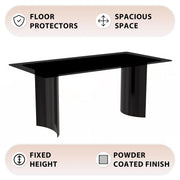Zara Rectangular Dining Table with Glass/Sintered Stone Top and Stainless Steel Base - Elax Furniture