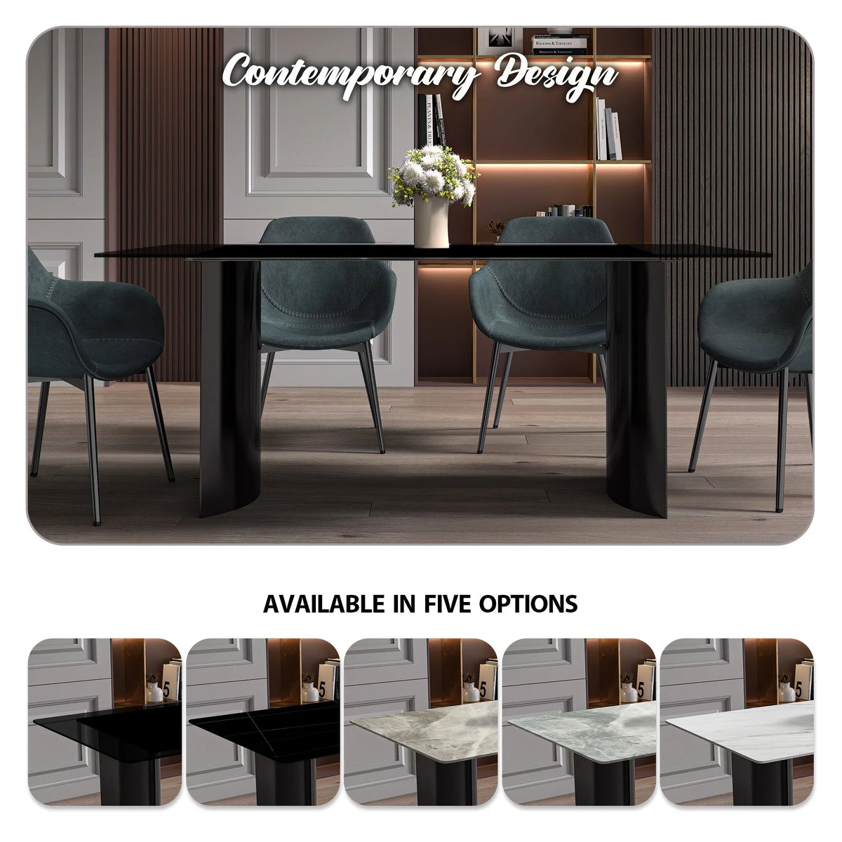 Zara Rectangular Dining Table with Glass/Sintered Stone Top and Stainless Steel Base - Elax Furniture