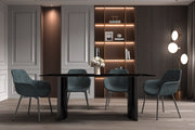 Zara Rectangular Dining Table with Glass/Sintered Stone Top and Stainless Steel Base - Elax Furniture