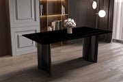 Zara Rectangular Dining Table with Glass/Sintered Stone Top and Stainless Steel Base - Elax Furniture