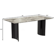 Zara Rectangular Dining Table with Glass/Sintered Stone Top and Stainless Steel Base - Elax Furniture