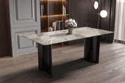 Zara Rectangular Dining Table with Glass/Sintered Stone Top and Stainless Steel Base - Elax Furniture