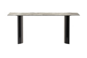 Zara Rectangular Dining Table with Glass/Sintered Stone Top and Stainless Steel Base - Elax Furniture