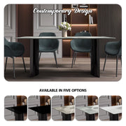 Zara Rectangular Dining Table with Glass/Sintered Stone Top and Stainless Steel Base - Elax Furniture