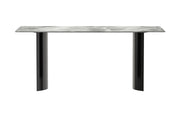Zara Rectangular Dining Table with Glass/Sintered Stone Top and Stainless Steel Base - Elax Furniture