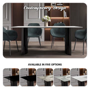Zara Rectangular Dining Table with Glass/Sintered Stone Top and Stainless Steel Base - Elax Furniture