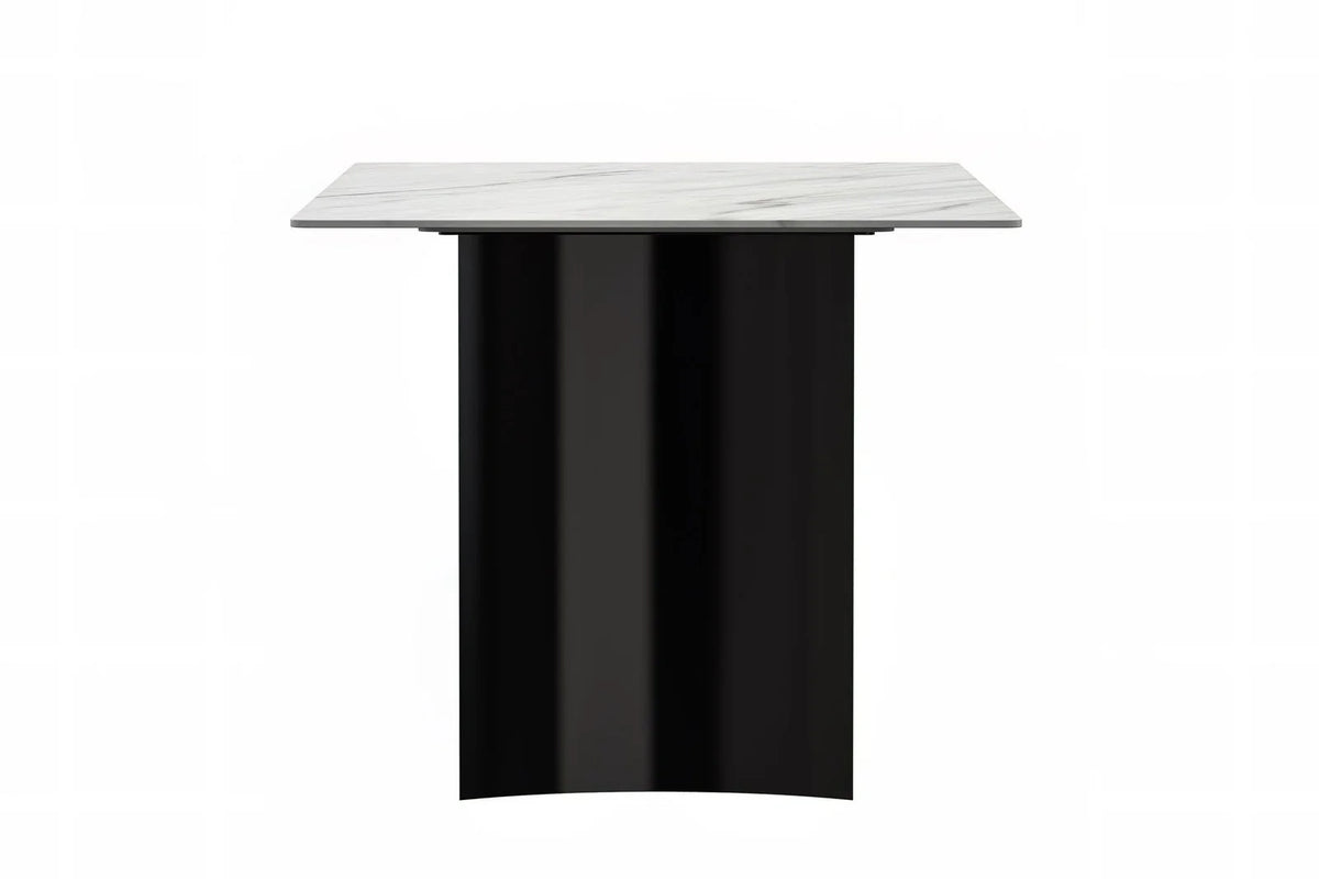Zara Rectangular Dining Table with Glass/Sintered Stone Top and Stainless Steel Base - Elax Furniture