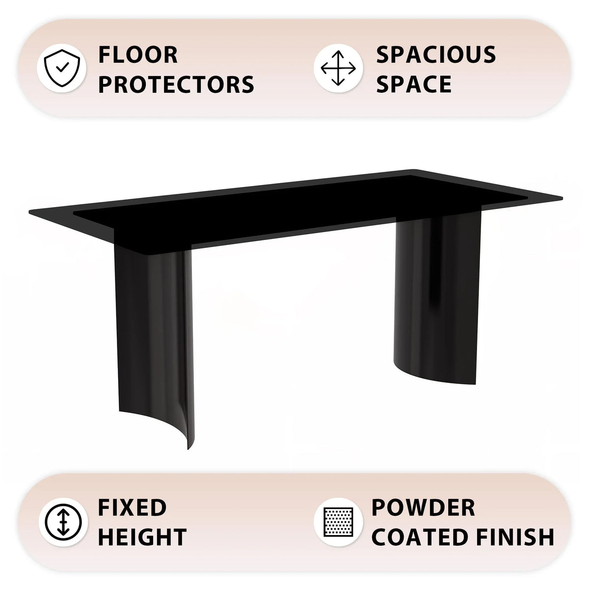 Zara Rectangular Dining Table with Glass/Sintered Stone Top and Stainless Steel Base - Elax Furniture