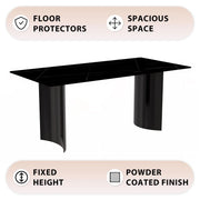 Zara Rectangular Dining Table with Glass/Sintered Stone Top and Stainless Steel Base - Elax Furniture