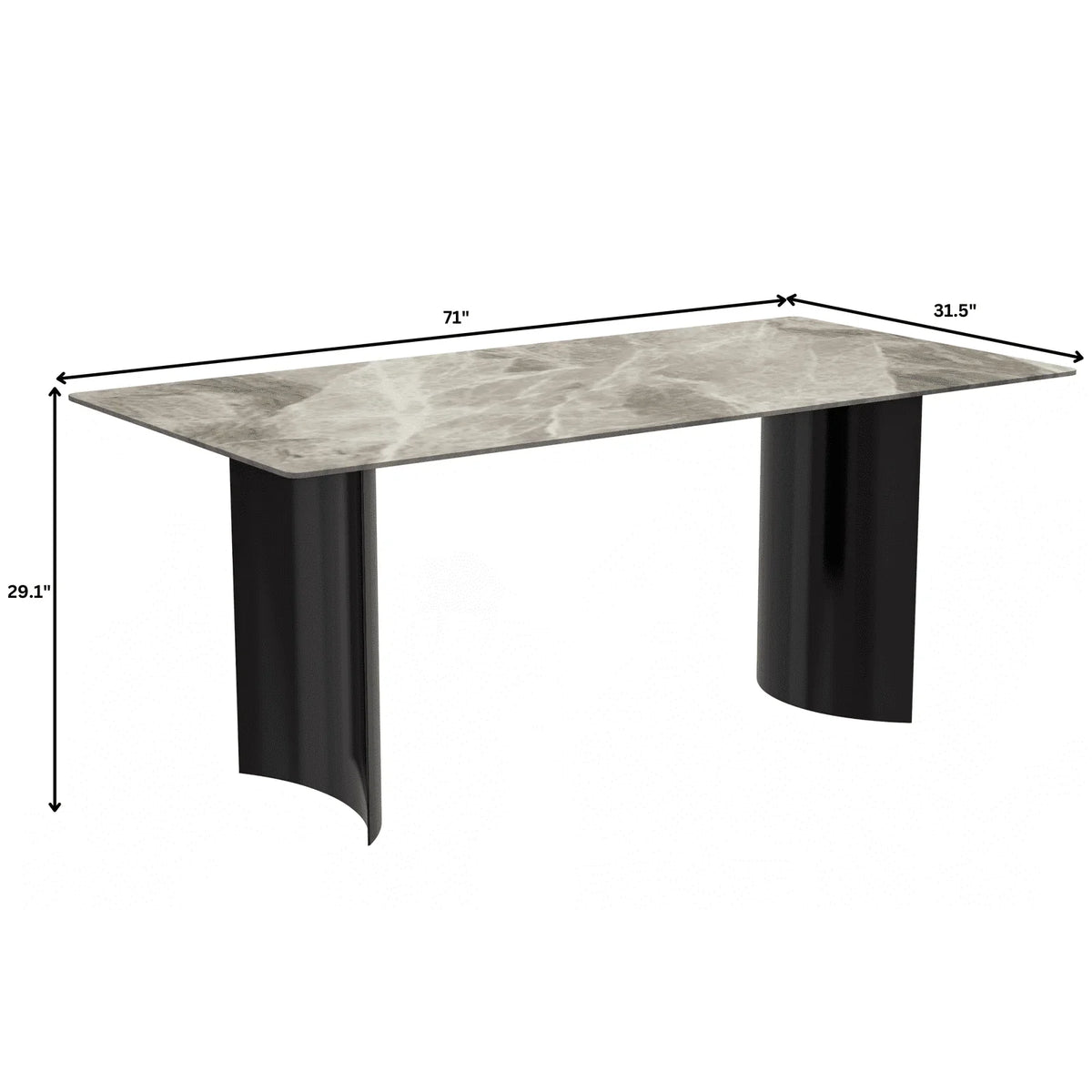 Zara Rectangular Dining Table with Glass/Sintered Stone Top and Stainless Steel Base - Elax Furniture