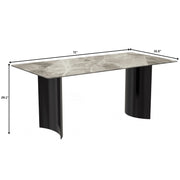 Zara Rectangular Dining Table with Glass/Sintered Stone Top and Stainless Steel Base - Elax Furniture