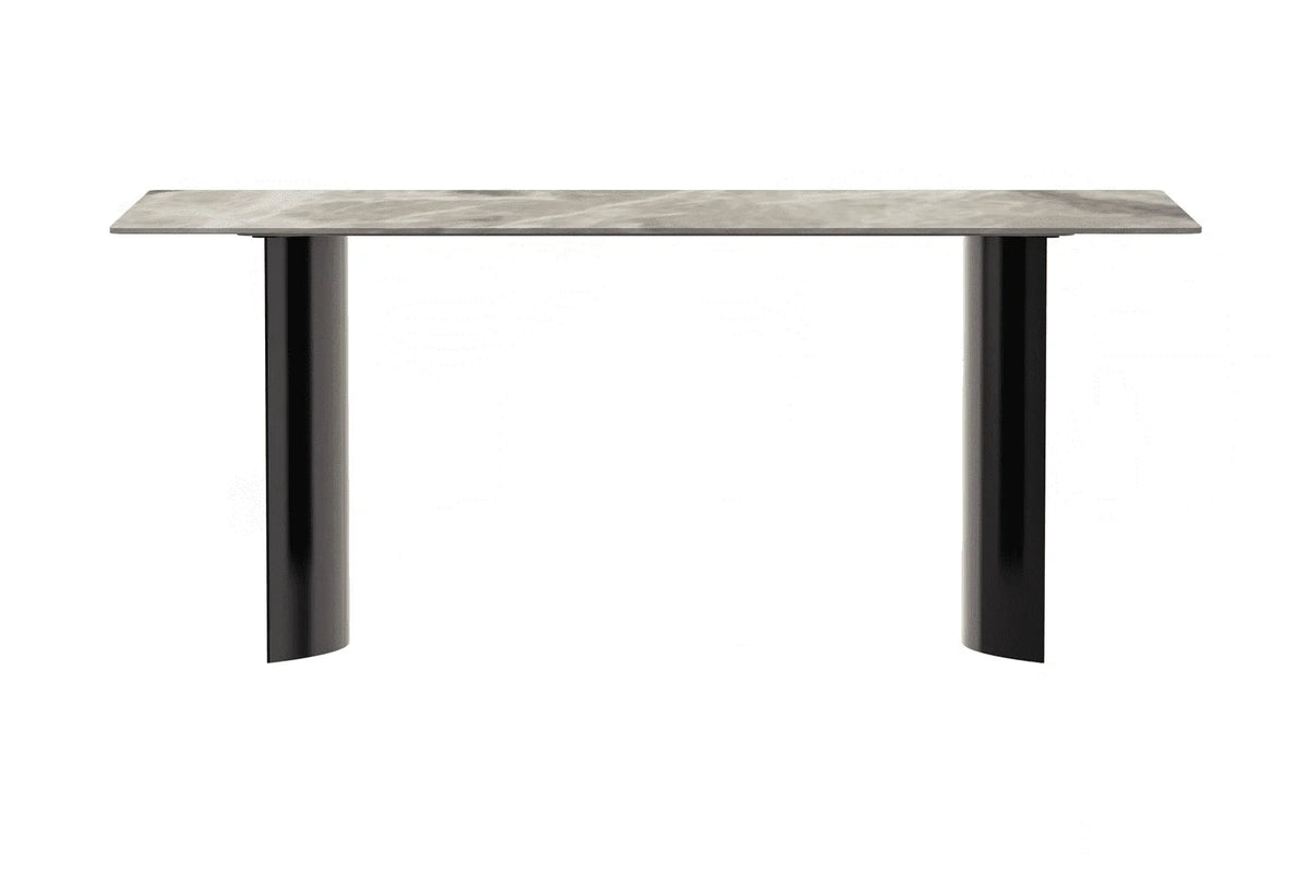 Zara Rectangular Dining Table with Glass/Sintered Stone Top and Stainless Steel Base - Elax Furniture