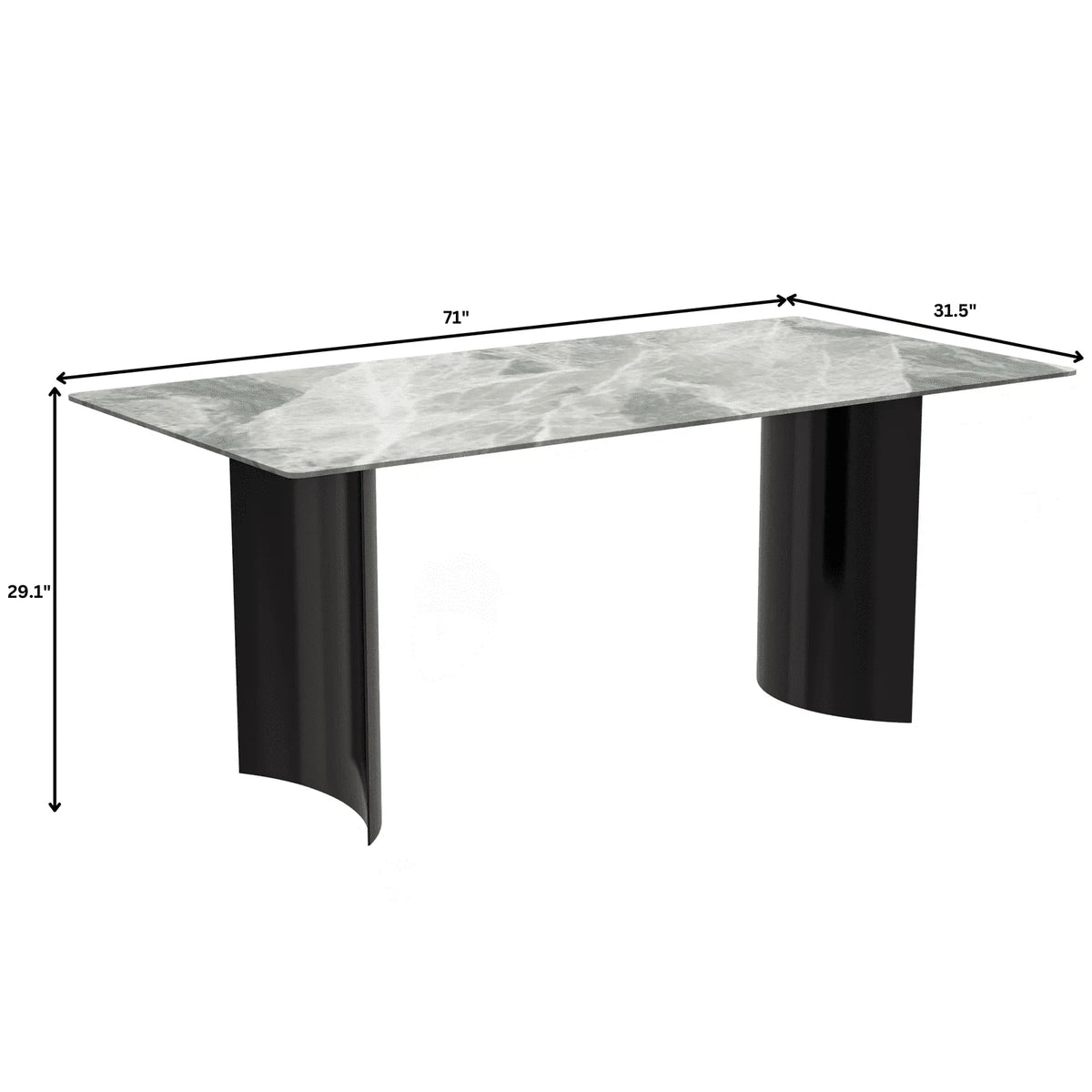 Zara Rectangular Dining Table with Glass/Sintered Stone Top and Stainless Steel Base - Elax Furniture