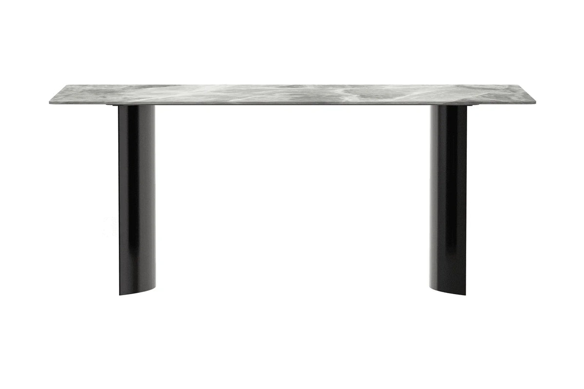 Zara Rectangular Dining Table with Glass/Sintered Stone Top and Stainless Steel Base - Elax Furniture