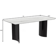 Zara Rectangular Dining Table with Glass/Sintered Stone Top and Stainless Steel Base - Elax Furniture