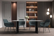 Zara Rectangular Dining Table with Glass/Sintered Stone Top and Stainless Steel Base - Elax Furniture