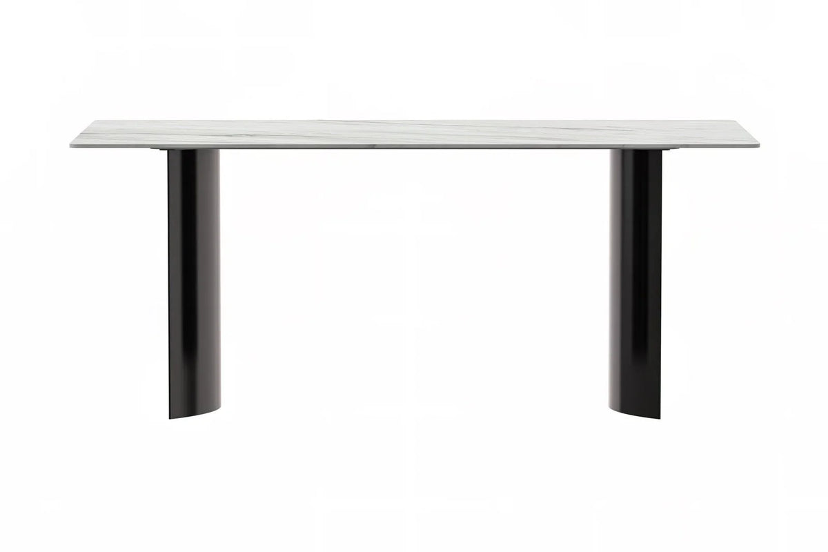 Zara Rectangular Dining Table with Glass/Sintered Stone Top and Stainless Steel Base - Elax Furniture