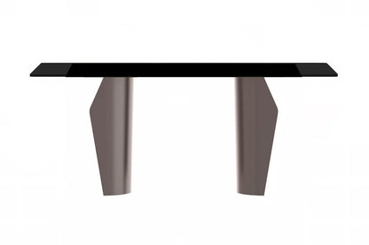 Zelan Dining Table with Rectangular Glass or Sintered Stone Tabletop and Steel Legs - Elax Furniture