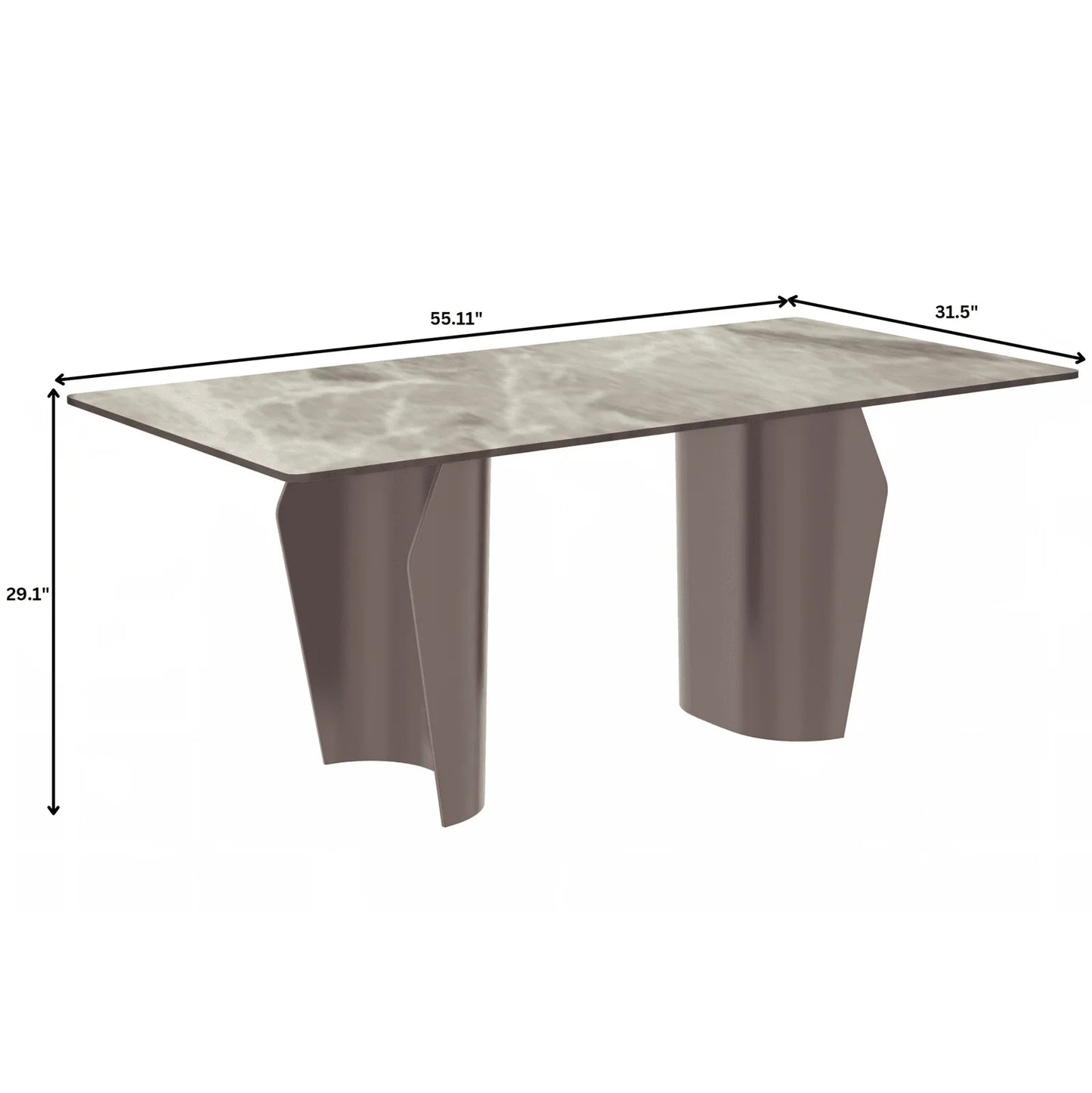 Zelan Dining Table with Rectangular Glass or Sintered Stone Tabletop and Steel Legs - Elax Furniture