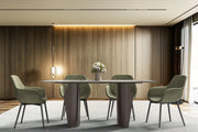 Zelan Dining Table with Rectangular Glass or Sintered Stone Tabletop and Steel Legs - Elax Furniture