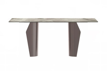 Zelan Dining Table with Rectangular Glass or Sintered Stone Tabletop and Steel Legs - Elax Furniture