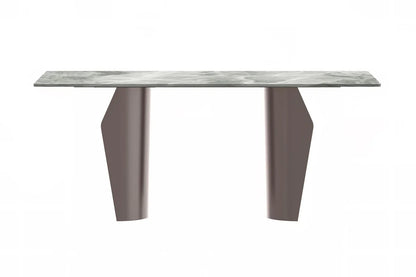 Zelan Dining Table with Rectangular Glass or Sintered Stone Tabletop and Steel Legs - Elax Furniture