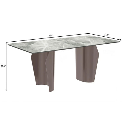 Zelan Dining Table with Rectangular Glass or Sintered Stone Tabletop and Steel Legs - Elax Furniture
