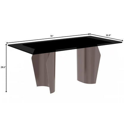 Zelan Dining Table with Rectangular Glass or Sintered Stone Tabletop and Steel Legs - Elax Furniture