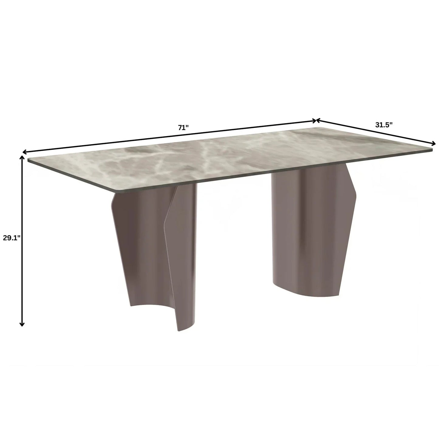Zelan Dining Table with Rectangular Glass or Sintered Stone Tabletop and Steel Legs - Elax Furniture