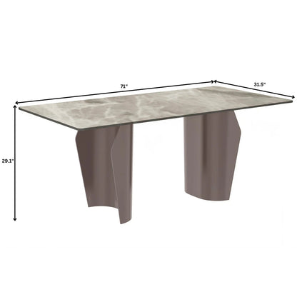 Zelan Dining Table with Rectangular Glass or Sintered Stone Tabletop and Steel Legs - Elax Furniture