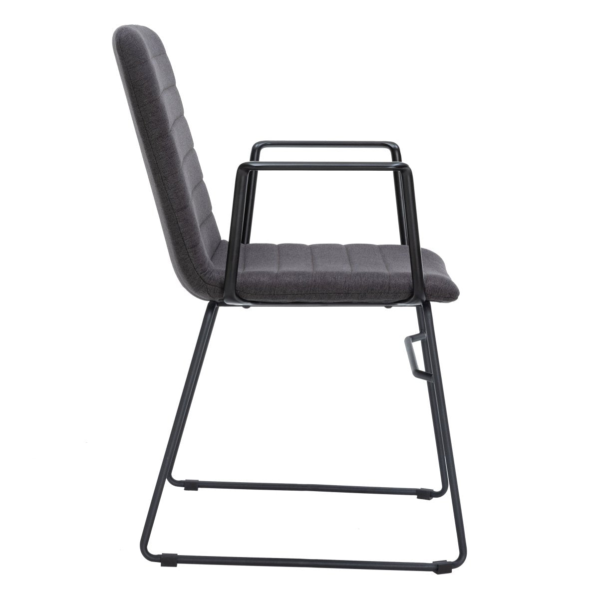 Zylar Leather/Polyester Guest Arm Chair with Powder-Coated Stainless Steel Base Brown Polyester Office Chair Leisuremod
