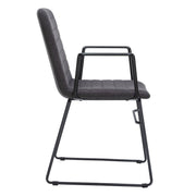 Zylar Leather/Polyester Guest Arm Chair with Powder-Coated Stainless Steel Base Brown Polyester Office Chair Leisuremod