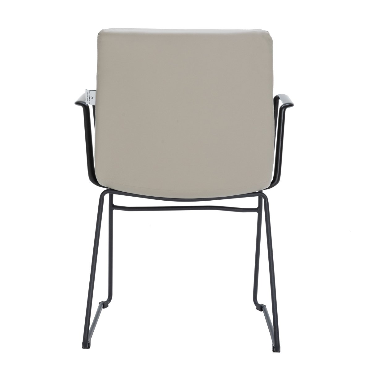 Zylar Leather/Polyester Guest Arm Chair with Powder-Coated Stainless Steel Base Tan Leather Office Chair Leisuremod