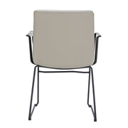 Zylar Leather/Polyester Guest Arm Chair with Powder-Coated Stainless Steel Base Tan Leather Office Chair Leisuremod