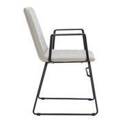 Zylar Leather/Polyester Guest Arm Chair with Powder-Coated Stainless Steel Base Tan Leather Office Chair Leisuremod