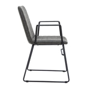 Zylar Leather/Polyester Guest Arm Chair with Powder-Coated Stainless Steel Base Charcoal Leather Office Chair Leisuremod