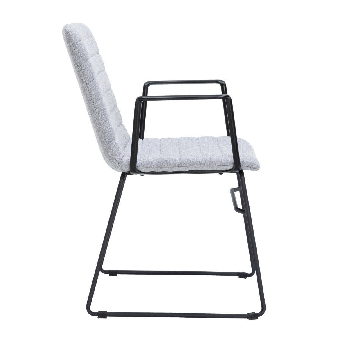 Zylar Leather/Polyester Guest Arm Chair with Powder-Coated Stainless Steel Base Grey Polyester Office Chair Leisuremod