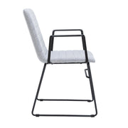 Zylar Leather/Polyester Guest Arm Chair with Powder-Coated Stainless Steel Base Grey Polyester Office Chair Leisuremod