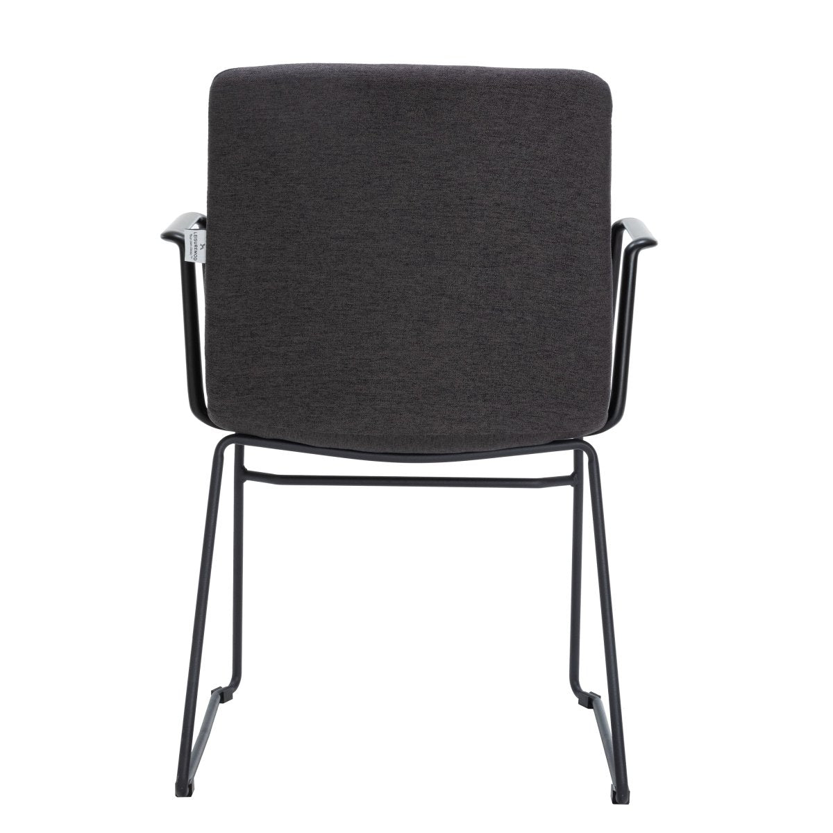 Zylar Leather/Polyester Guest Arm Chair with Powder-Coated Stainless Steel Base Brown Polyester Office Chair Leisuremod