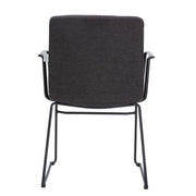 Zylar Leather/Polyester Guest Arm Chair with Powder-Coated Stainless Steel Base Brown Polyester Office Chair Leisuremod